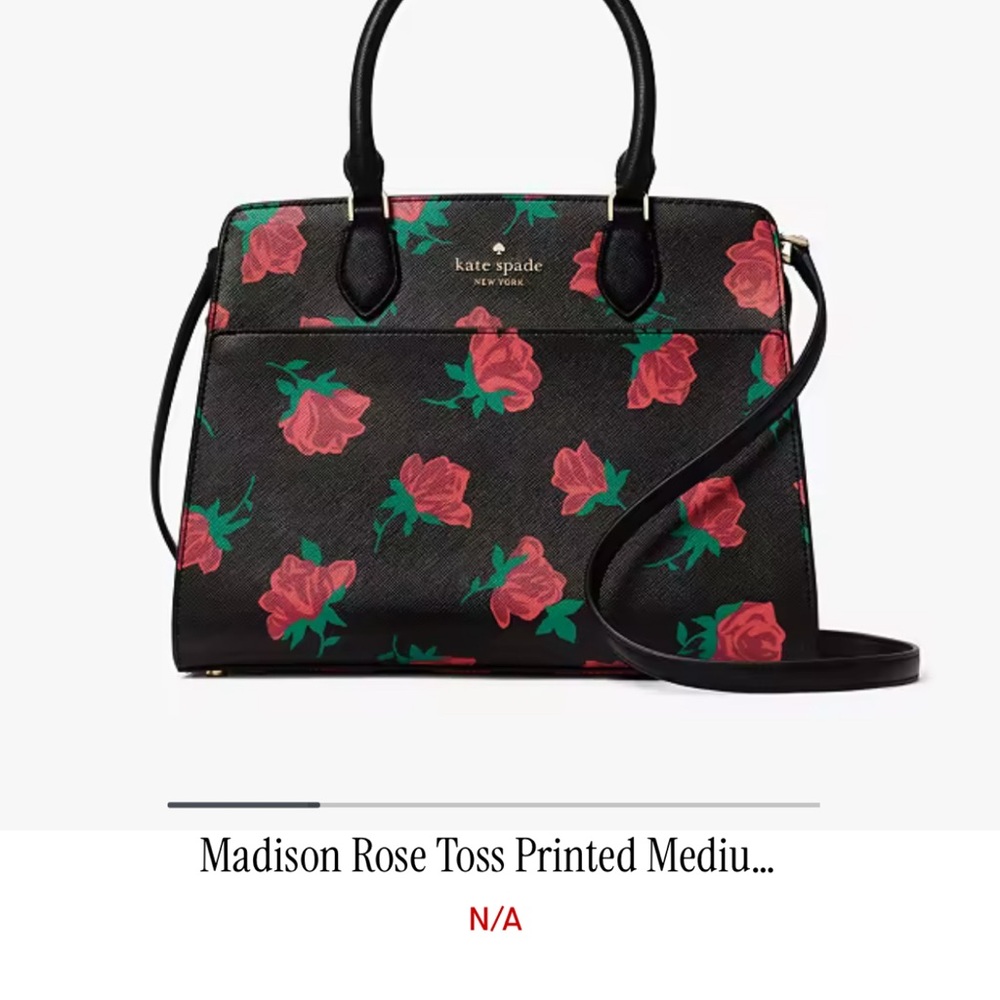 Kate Spade Black and Red Rose Satchel